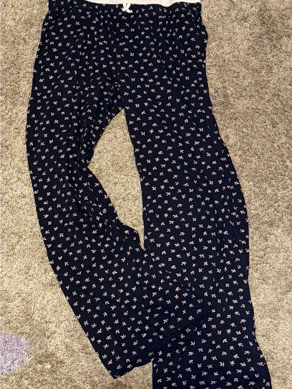 Jessica Simpson Black Leaf Print Pajama Pants Pink Logo Size M